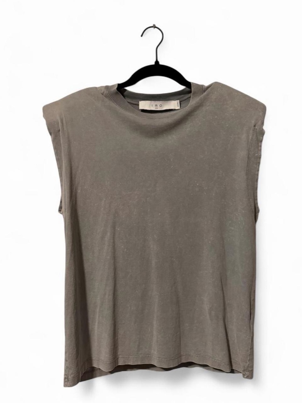 Iro shoulder pads Sleeveless Crewneck Muscle Tee - Taupe